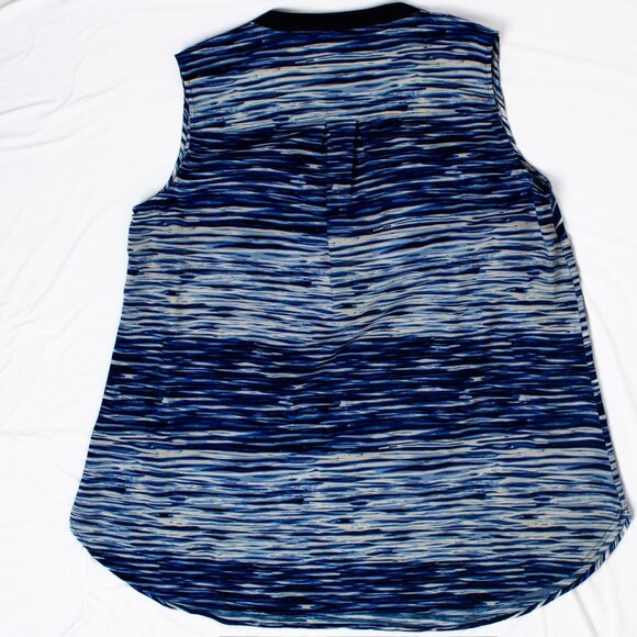 Vince Camuto Womens Sleeveless Blue Wave Print Blouse 1X - Picture 6 of 7